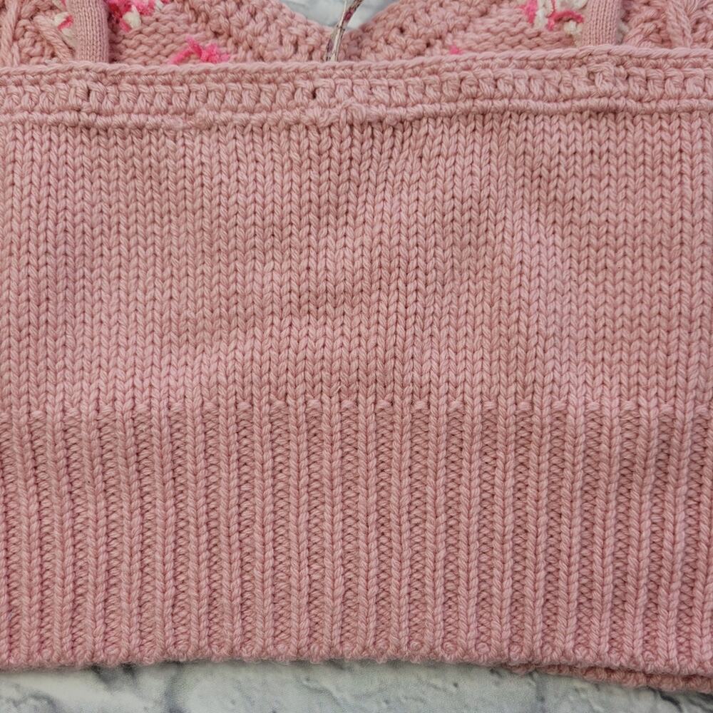 NWT LoveShackFancy Lago Little Bow Pink Wool-blend Crop Sweater size Large - Picture 6 of 16